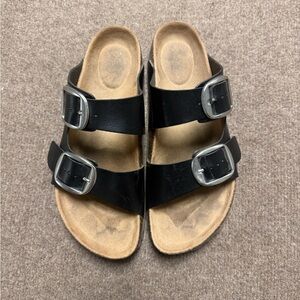 Black Double Buckle Sandals